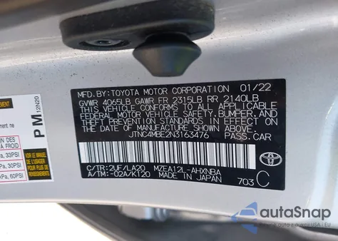2022 Toyota Corolla Xse from USA, damaged, VIN JTNC4MBE2N3163476